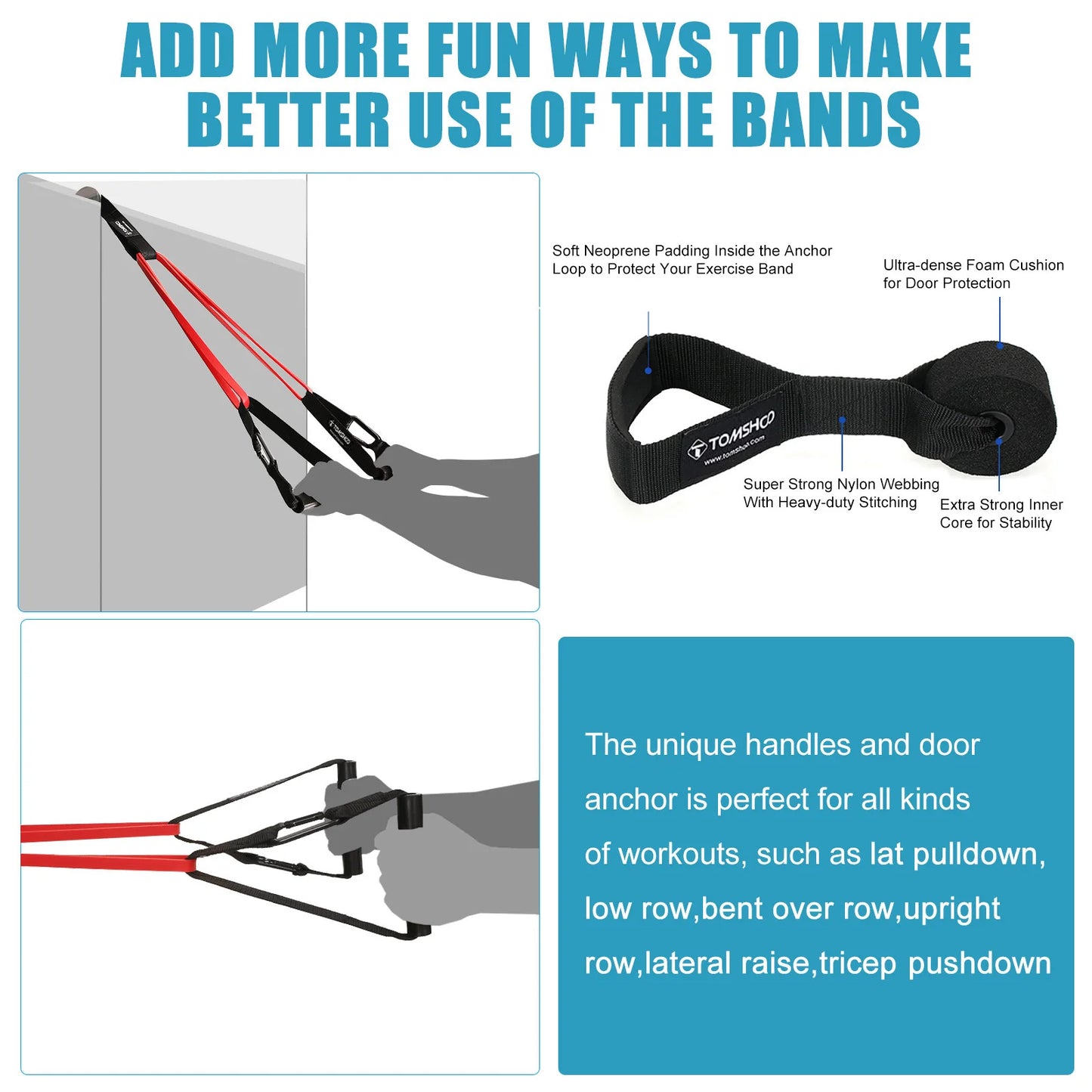 5 Packs Pull Up Assist Bands with Door Anchor and Handles