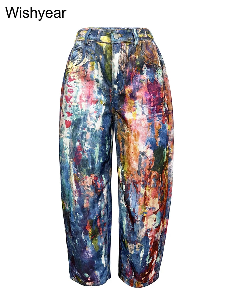Fashion Tie-Dye Print Wide Leg Pants