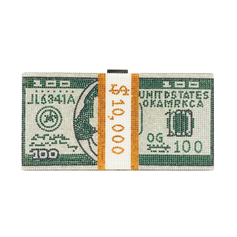 Creative Fashion New Money Clutch Rhinestone Purse $10000