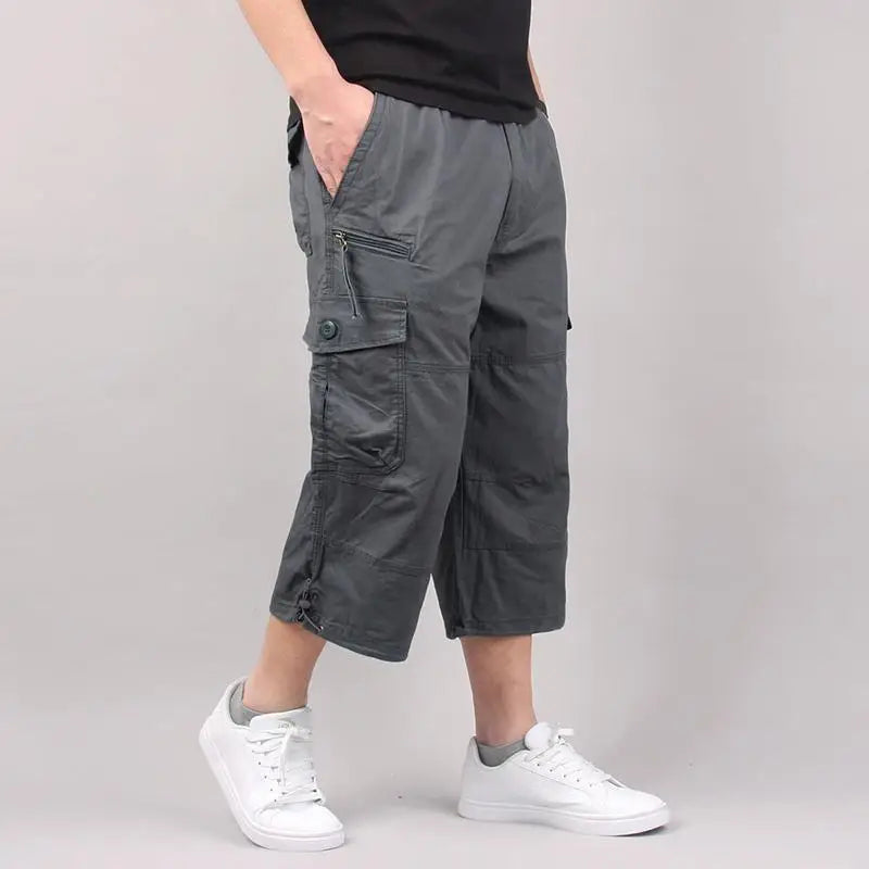 Cargo Shorts Loose Elastic Waist Multi Pockets