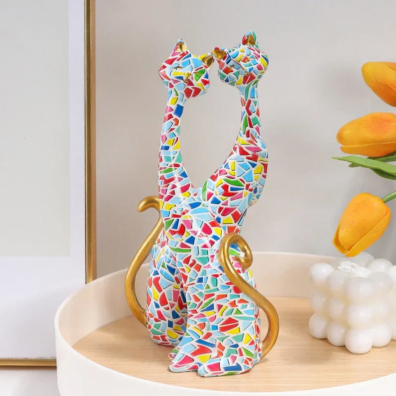 Home Decor Nordic Graffiti Art Cat Abstract Figurines