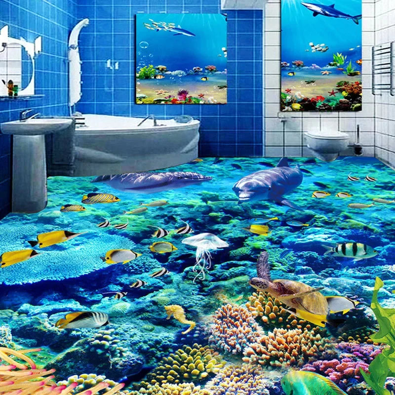 3D Photo Underwater World Flooring Bathroom