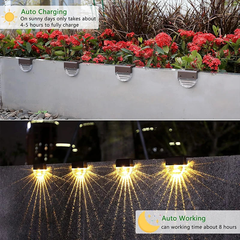Solar Deck Fence Lights Outdoor Waterproof