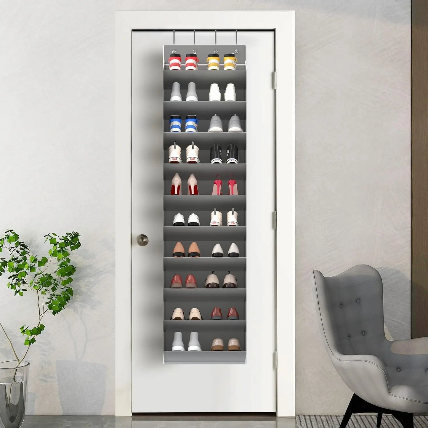 Space Saving Over The Door Shoe Organizer Holds 20 Pairs