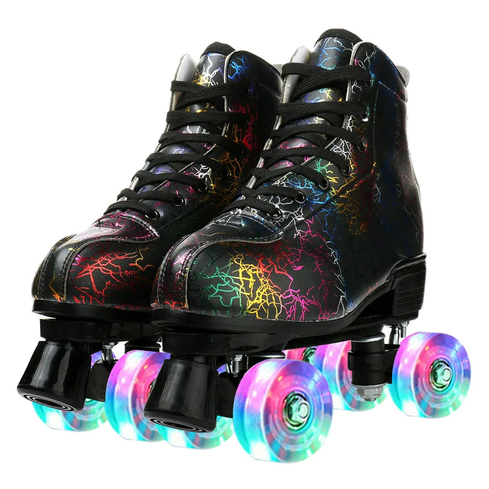 PU Leather Wheels Flash Roller Skates