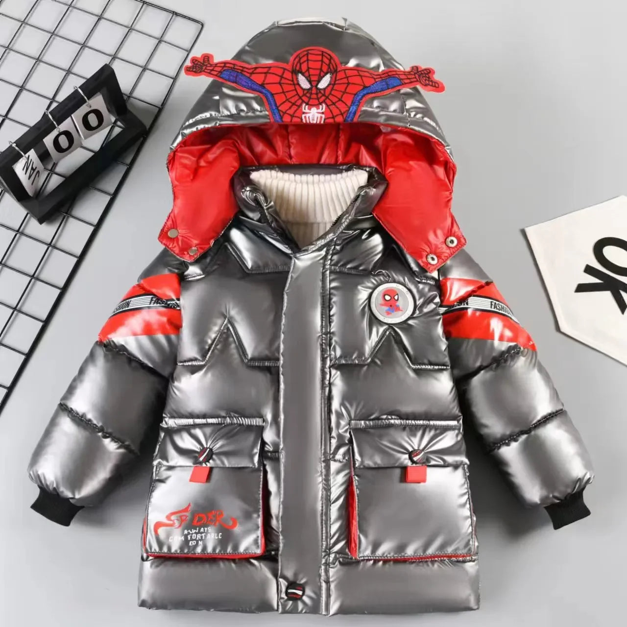 Spiderman Thicken Cotton-Padded Hooded Parka
