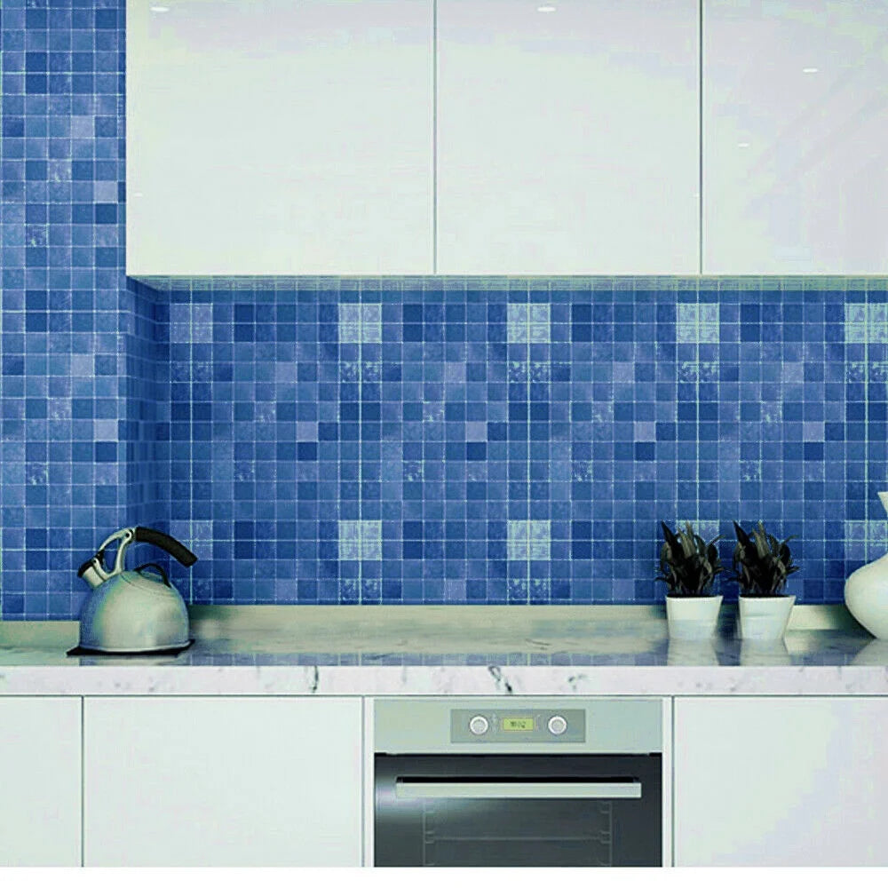 Blue Mosaic Self Adhesive Wallpaper Peel and Stick