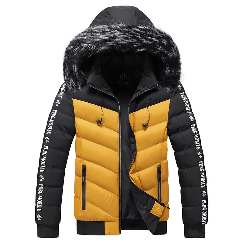 Winter Men Warm Hooded Parkas Detachable Hat