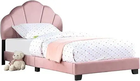 Twin Size Race Car Shaped Platform Bed Frame with Headboard Wheels
