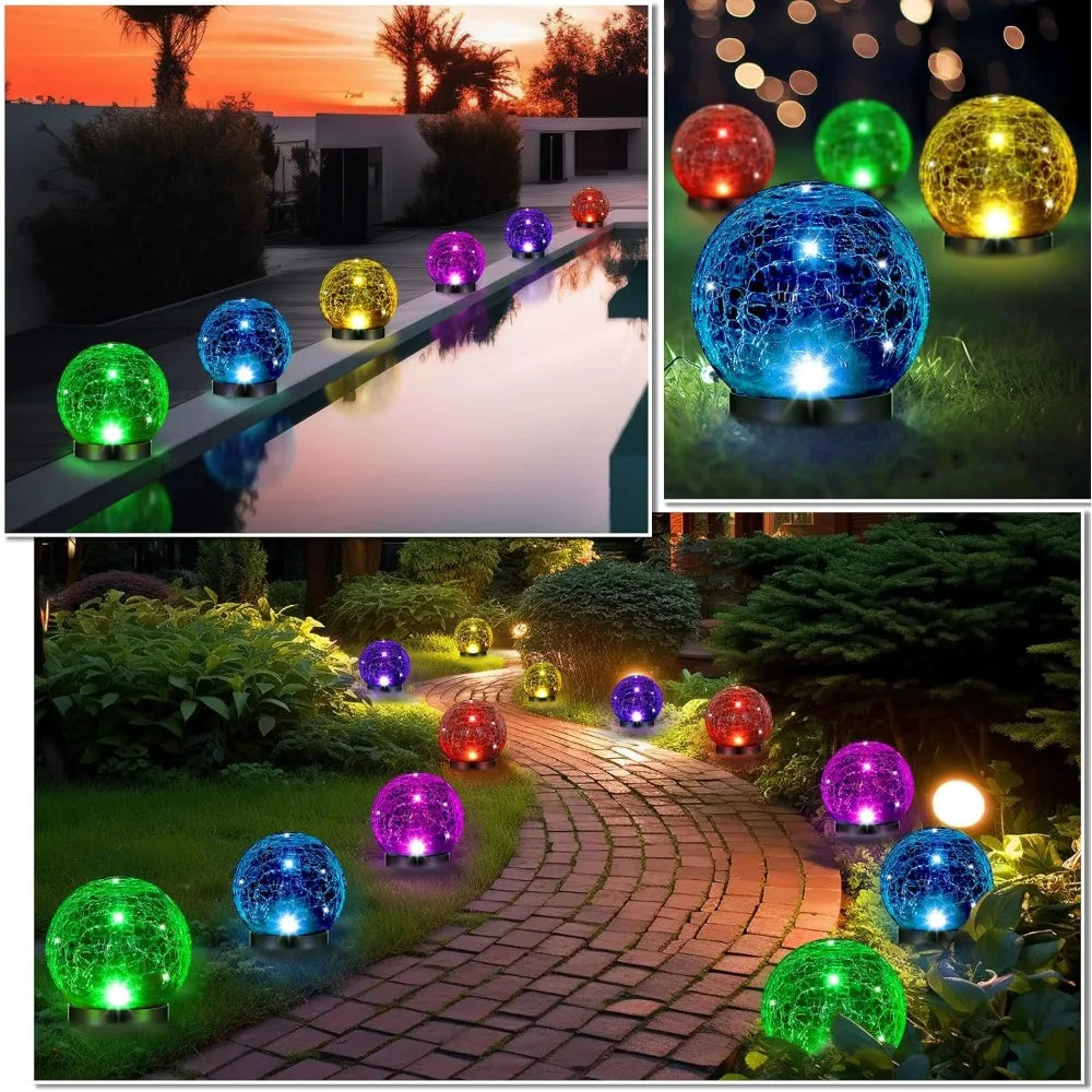 6 Pcs Extra Large Solar Globe Lights Outdoor Multi-Color