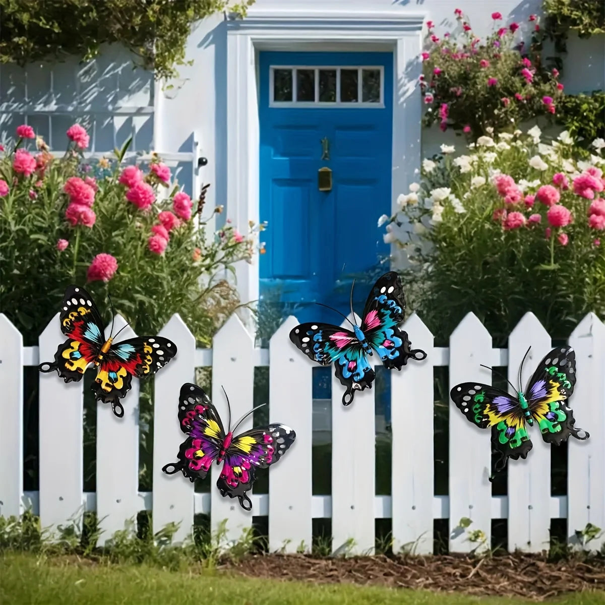 4-Pack Colorful Metal Butterfly Wall Art