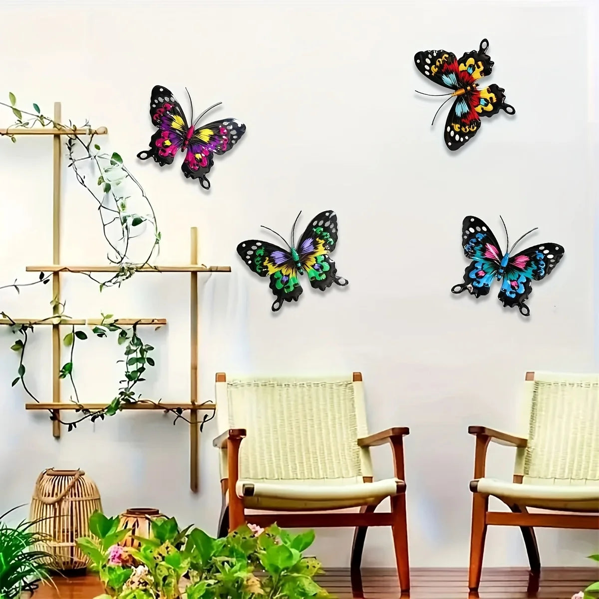 4-Pack Colorful Metal Butterfly Wall Art