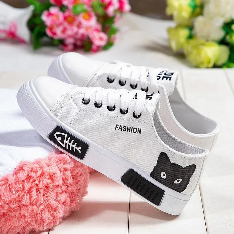 Womens Cartoon Cat Casual Fashion Sneakers