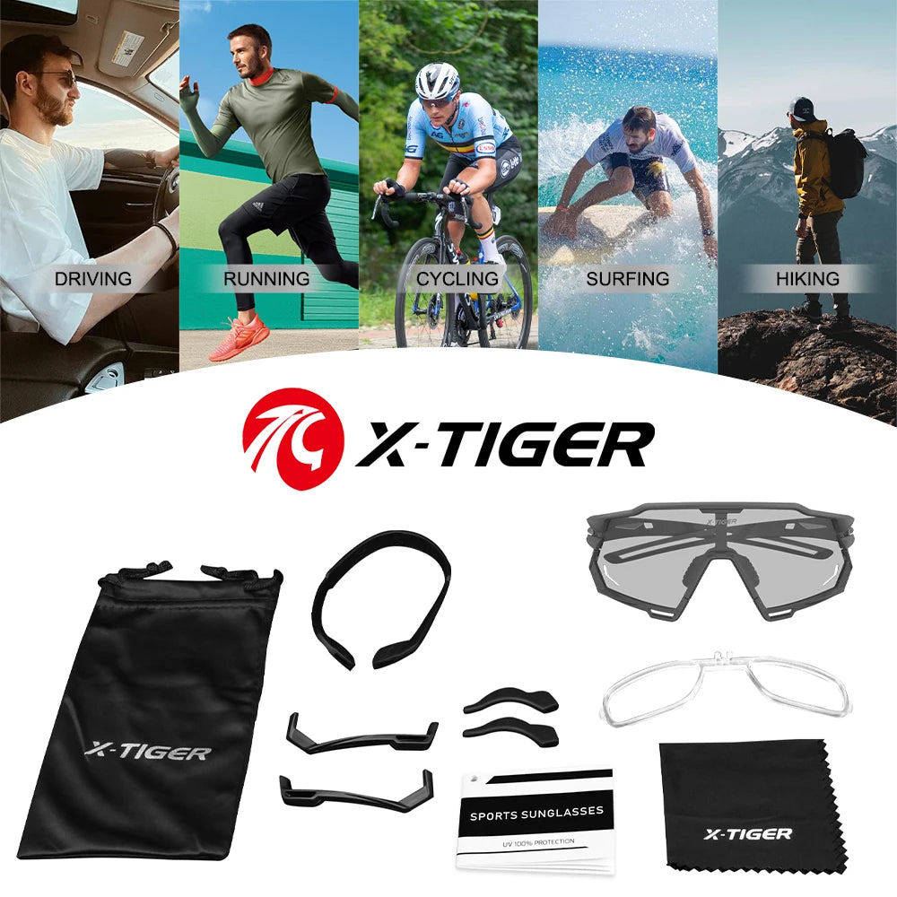 X-TIGER Photochromic Sunglasses Sport Cycling Glasses