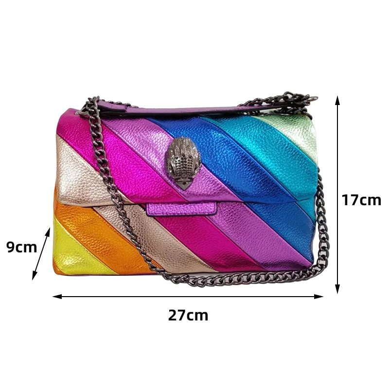 Colorful Women Handbag Rainbow Patchwork