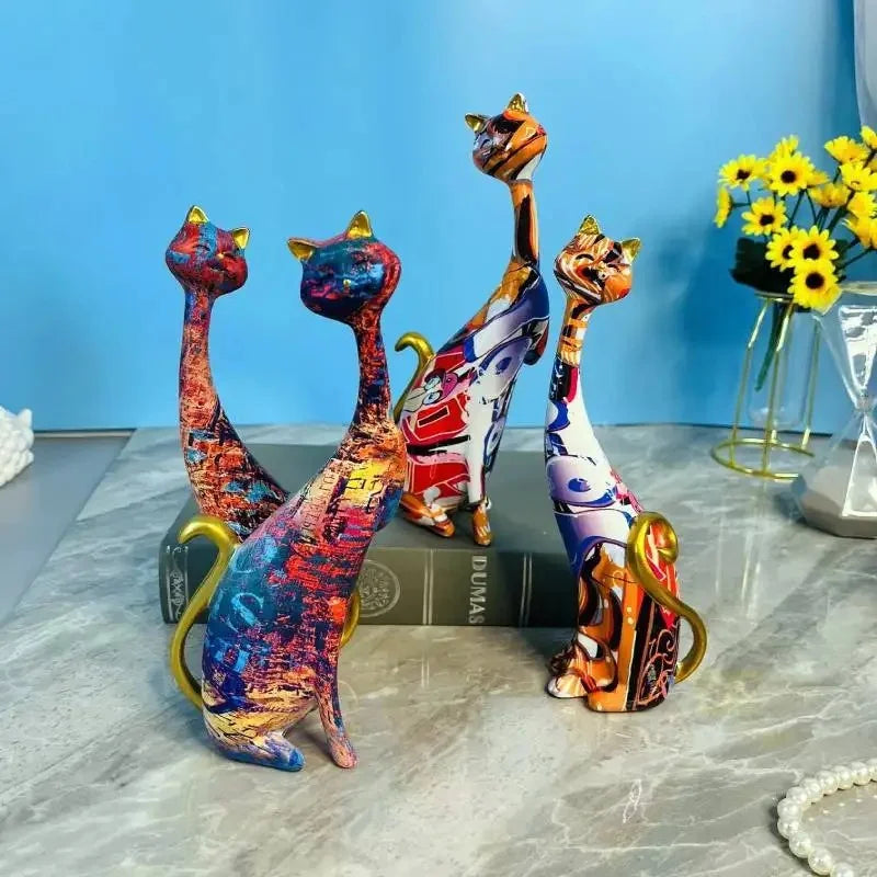 Home Decor Nordic Graffiti Art Cat Abstract Figurines