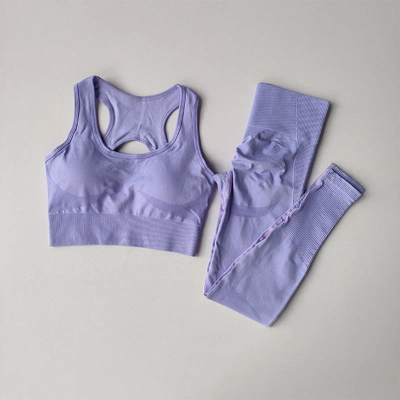 2PCS Tank Top Bra Shockproof Running Leggings Set