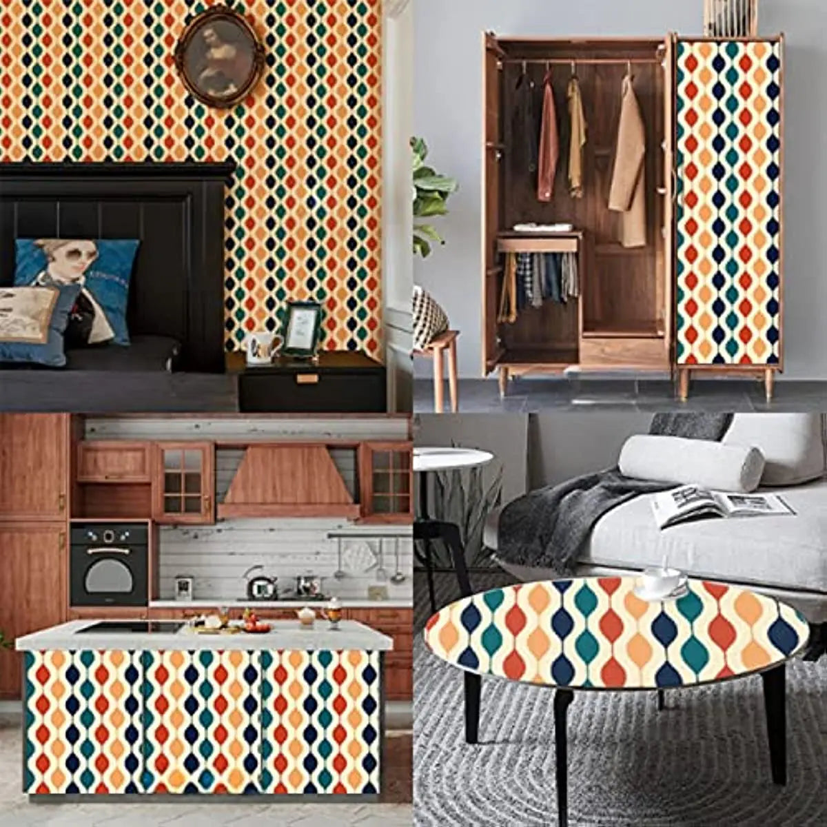 Colorful Geometric Peel and Stick Wallpaper Self-Adhesive Removable