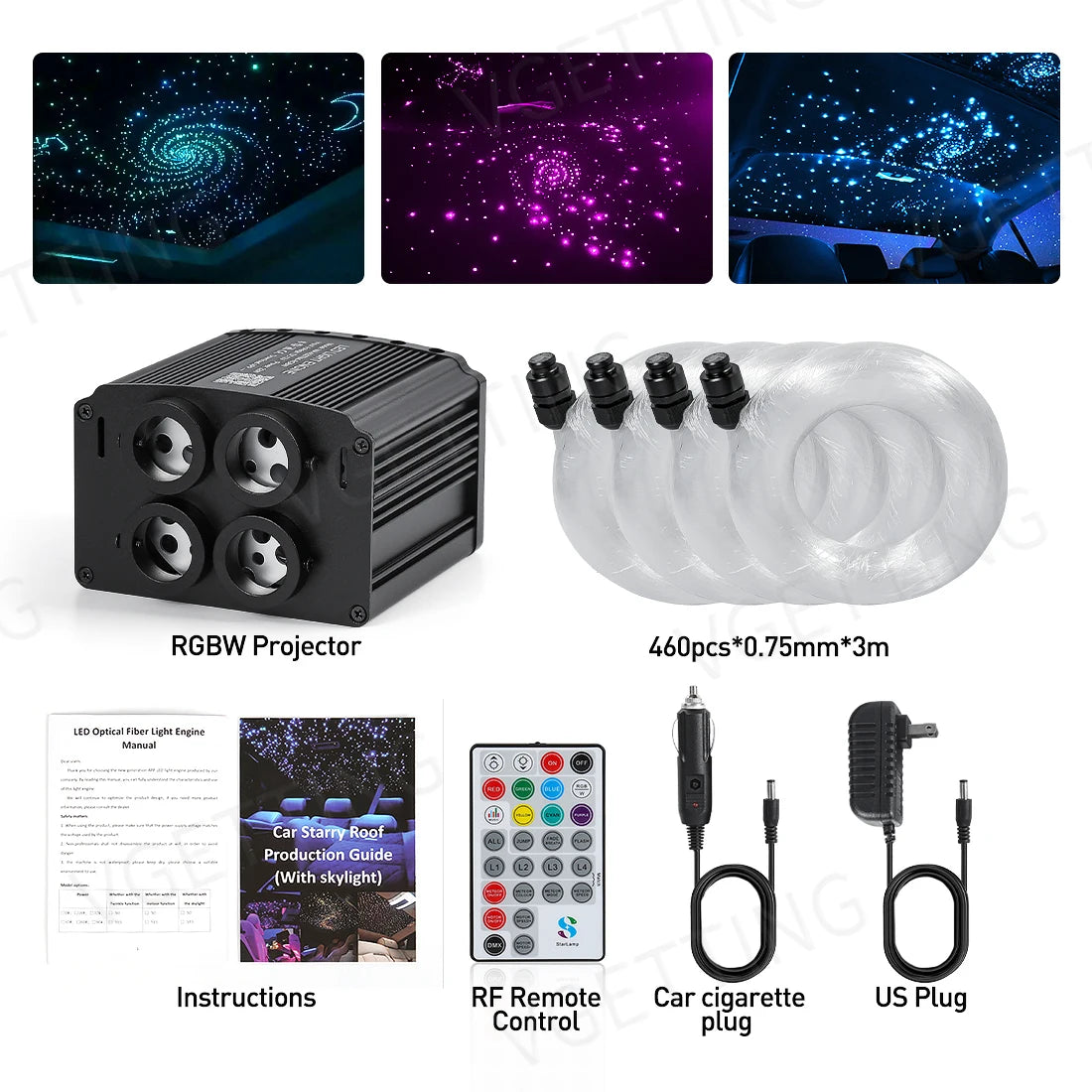 4 Port Twinkle Car Roof Star Light Fiber Optic