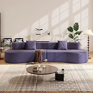 109" Modern Sectional Curved 4-Seater Sofa with 2 Throw Pillows