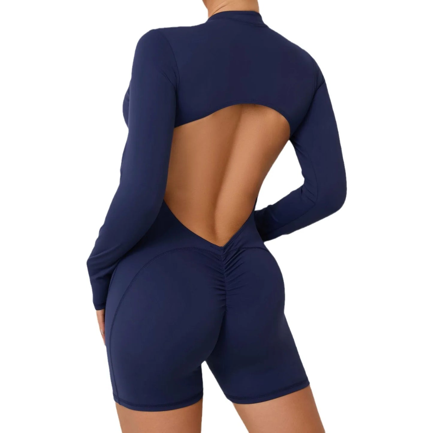V Back Scrunch One-Piece Workout Romper