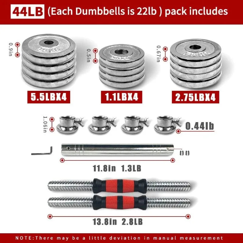 Adjustable Cast Iron Barbell Set with Carrying Case