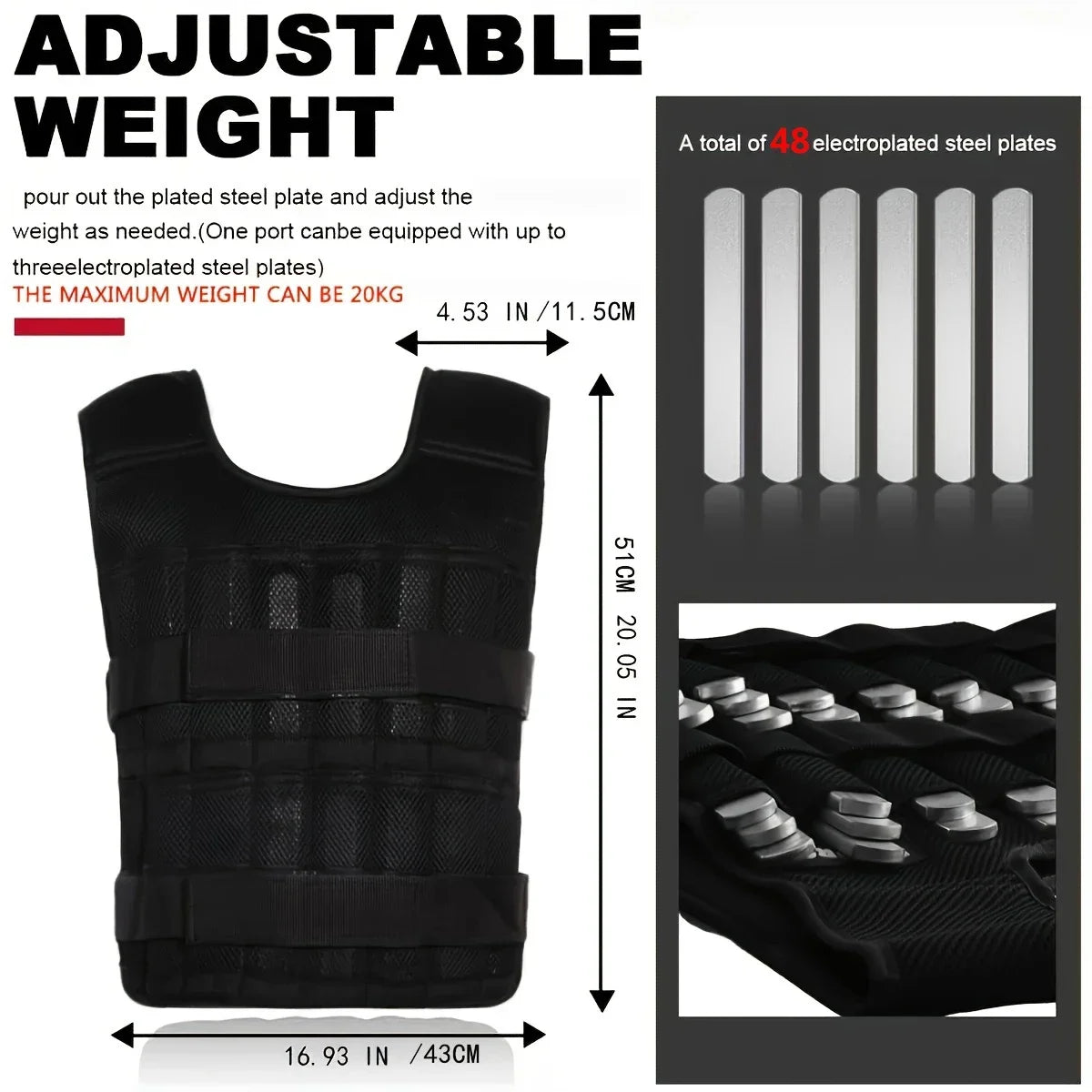 Adjustable Weight Vest Strength Training Tool