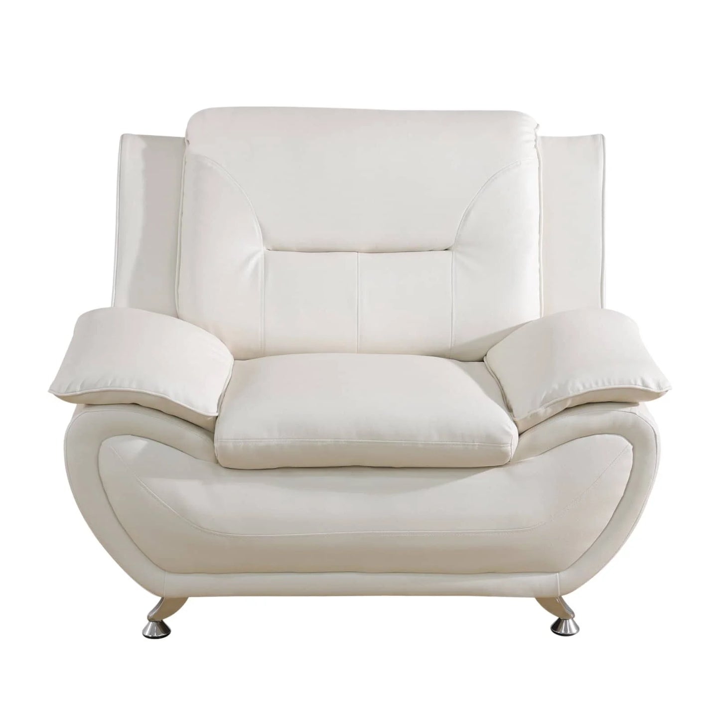Elegant Compact Chair in White Faux Leather