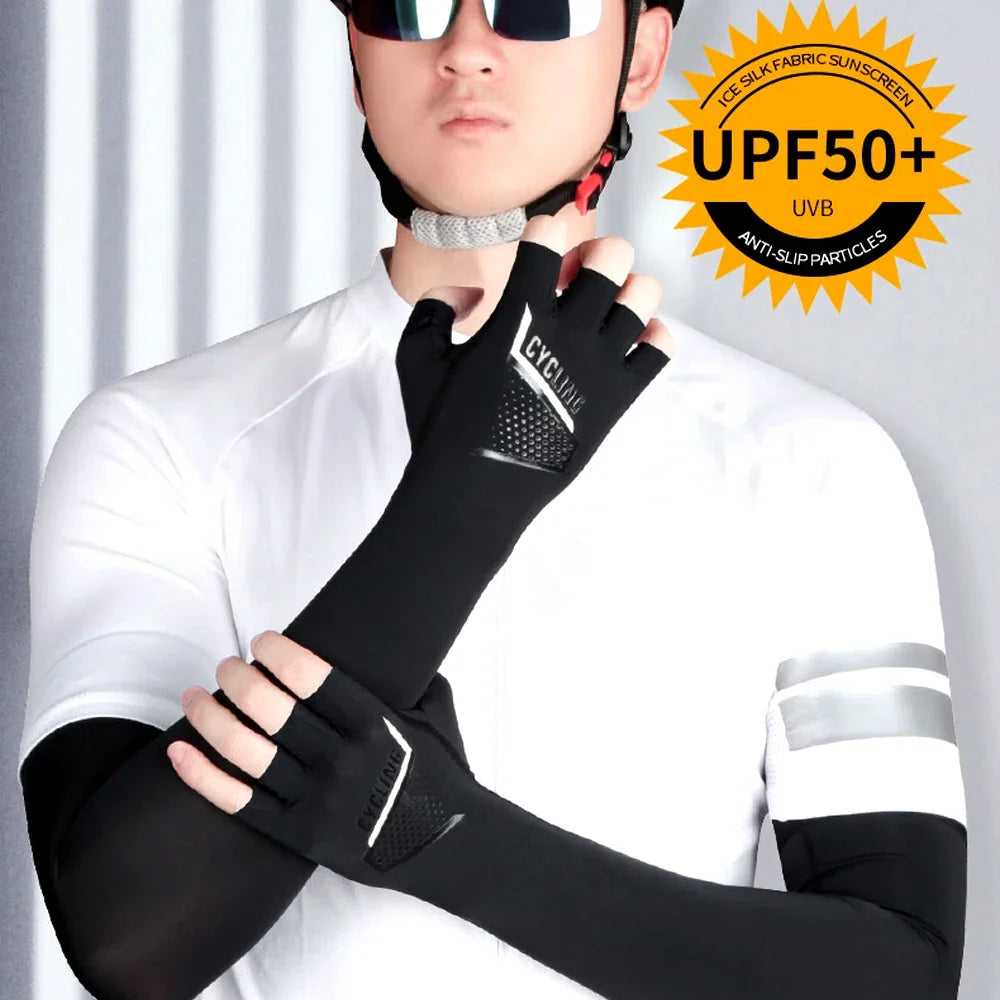 1Pair UV Sun Protection Arm Cover Cooling Sleeves