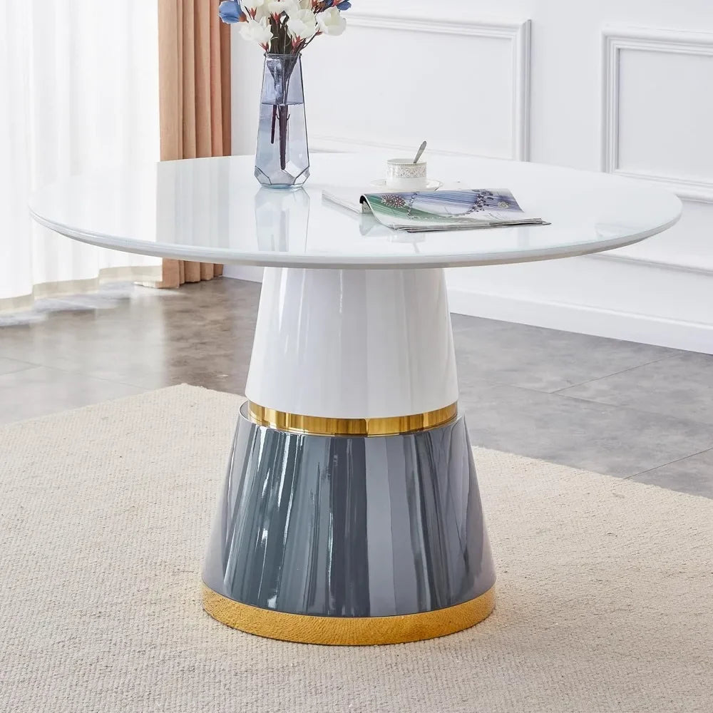45" Round White Marble Dining Room Table