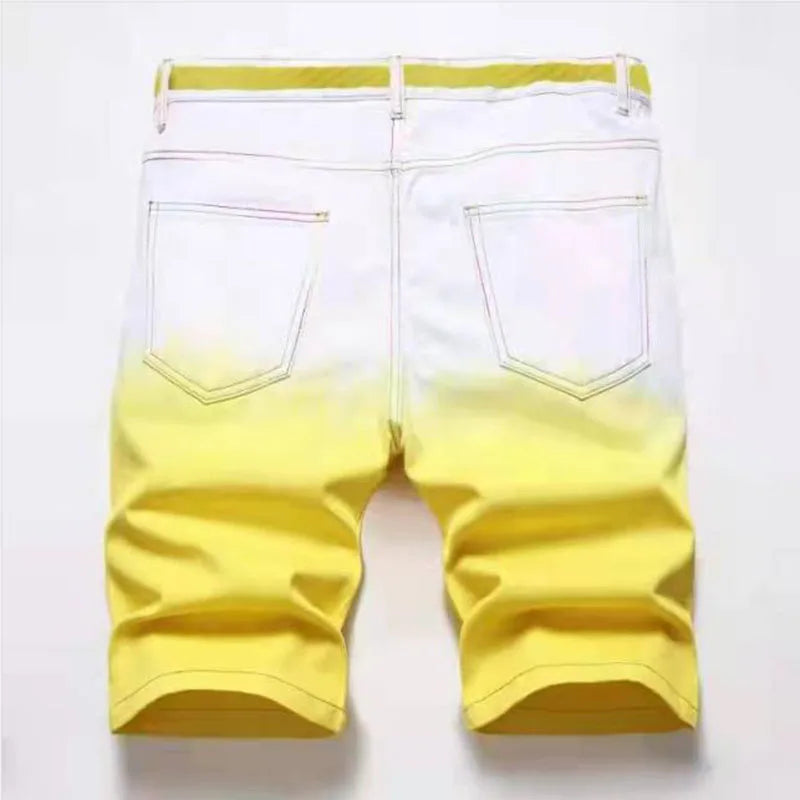 Mens Gradient Colored Bermuda Cotton Casual Shorts