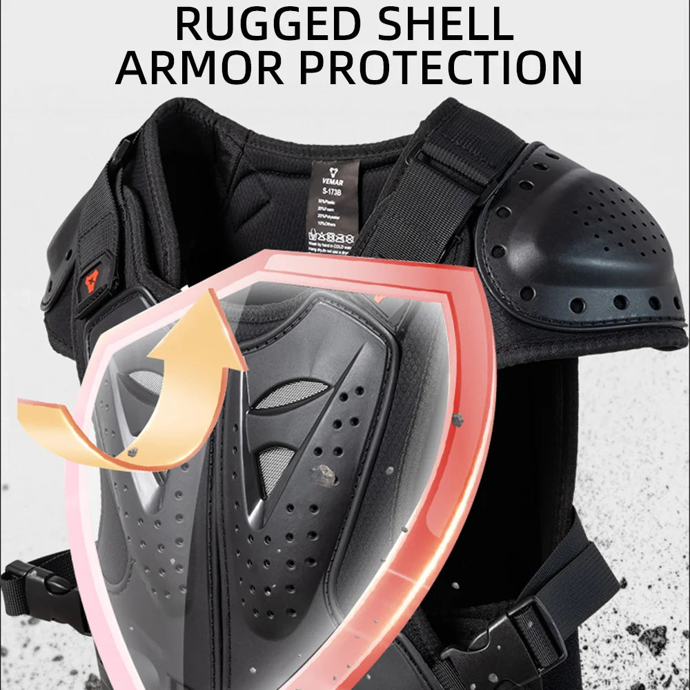Motorcycle Armored Vest, Knee, & Elbow Pads Set for Children