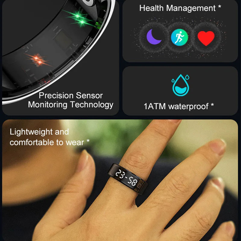 Smart Ring LED Display Screen Heart Rate Sleep Monitor