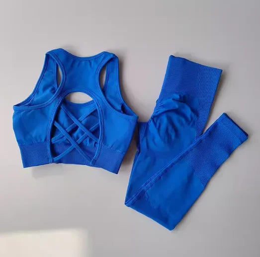 2PCS Tank Top Bra Shockproof Running Leggings Set