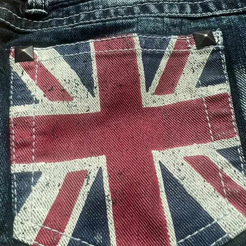 Printed Pocket Design Denim Sexy Mini Shorts