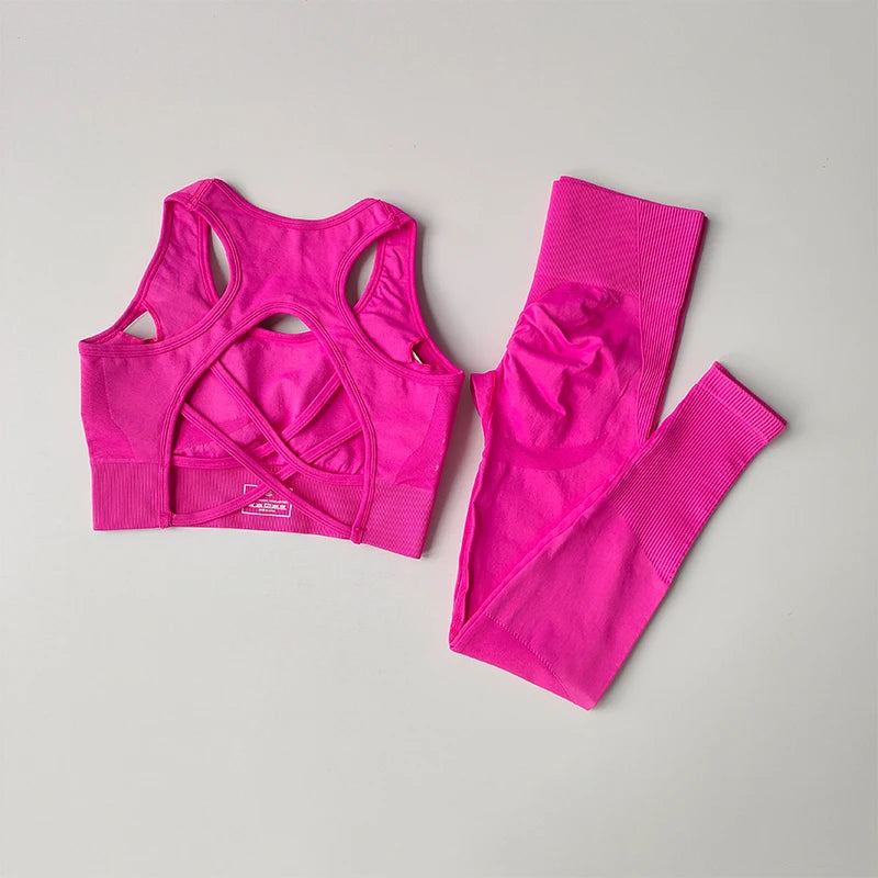 2PCS Tank Top Bra Shockproof Running Leggings Set