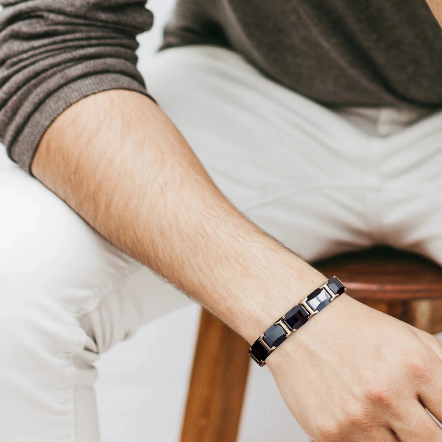 Ceramic Titanium Hematite Magnetic Therapy Bracelet