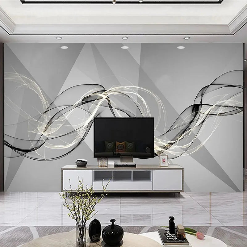 3D Abstract Smoke Line Geometric Wall Decor