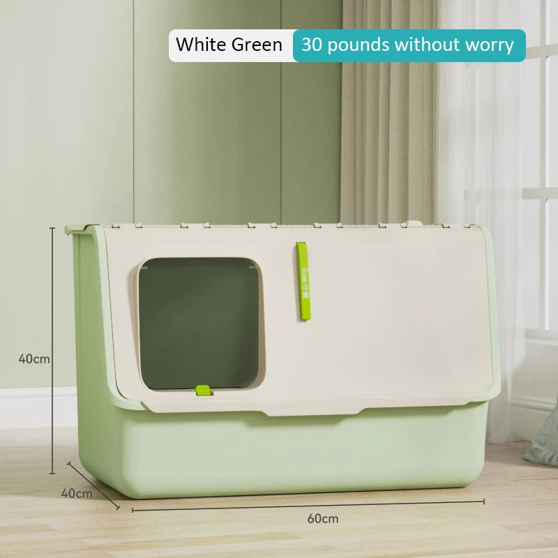 Top-Entry Cat Litter Box Extra Large Fully Enclosed Anti-Splash Mat Anti-Smell