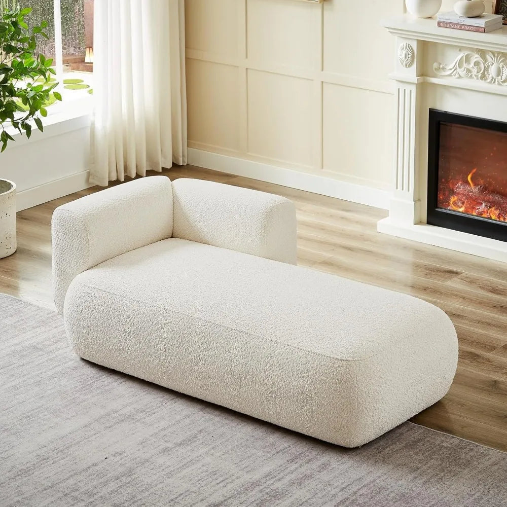 Upholstered Chaise Lounge Boucle Fabric