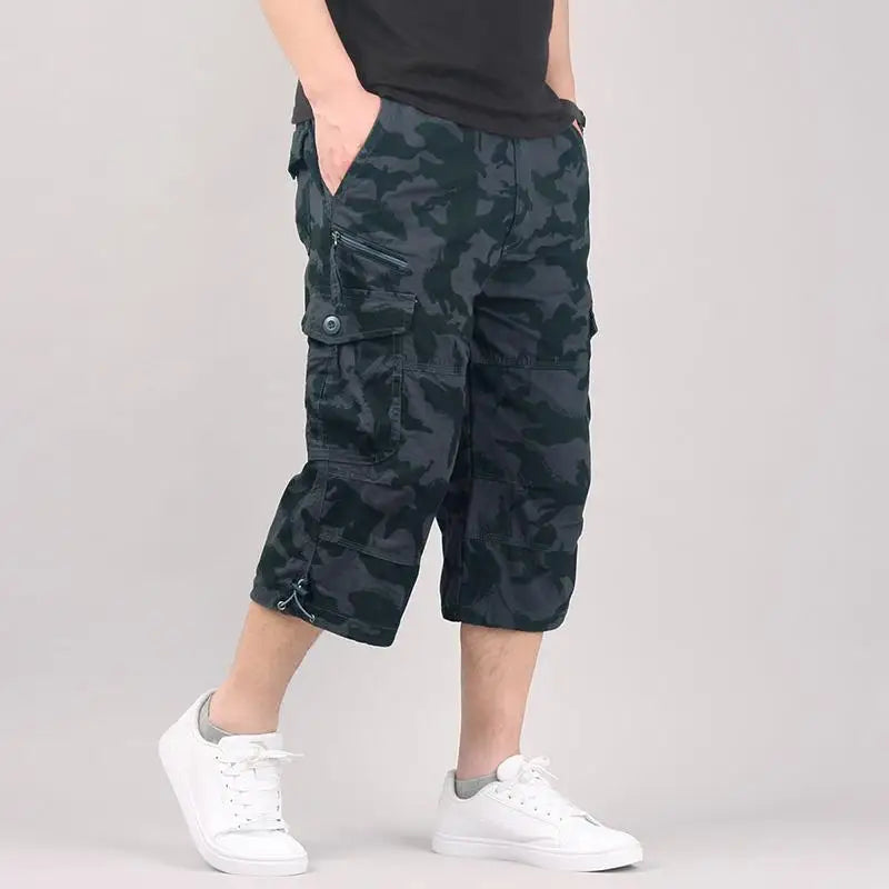 Cargo Shorts Loose Elastic Waist Multi Pockets