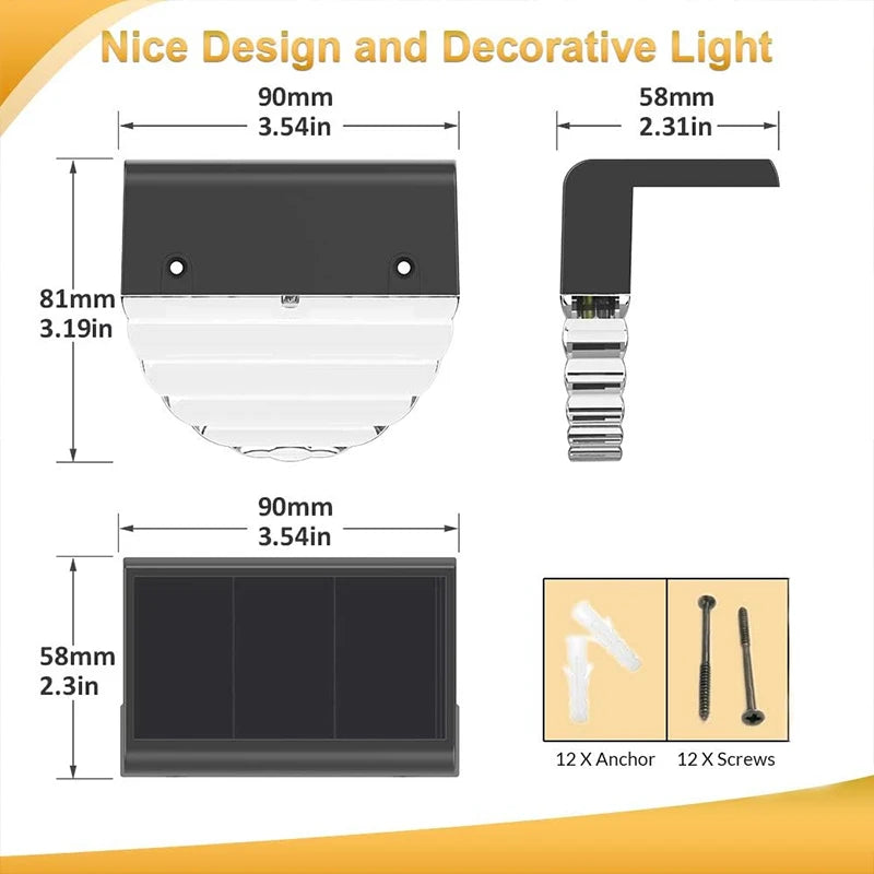 Solar Deck Fence Lights Outdoor Waterproof