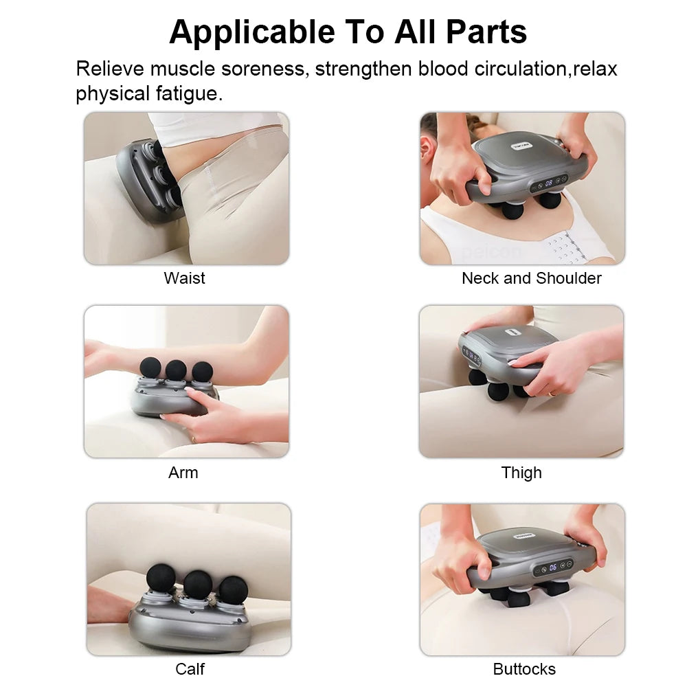 6 Heads Electric Massager Deep Tissue for Pain Relief Whole Body