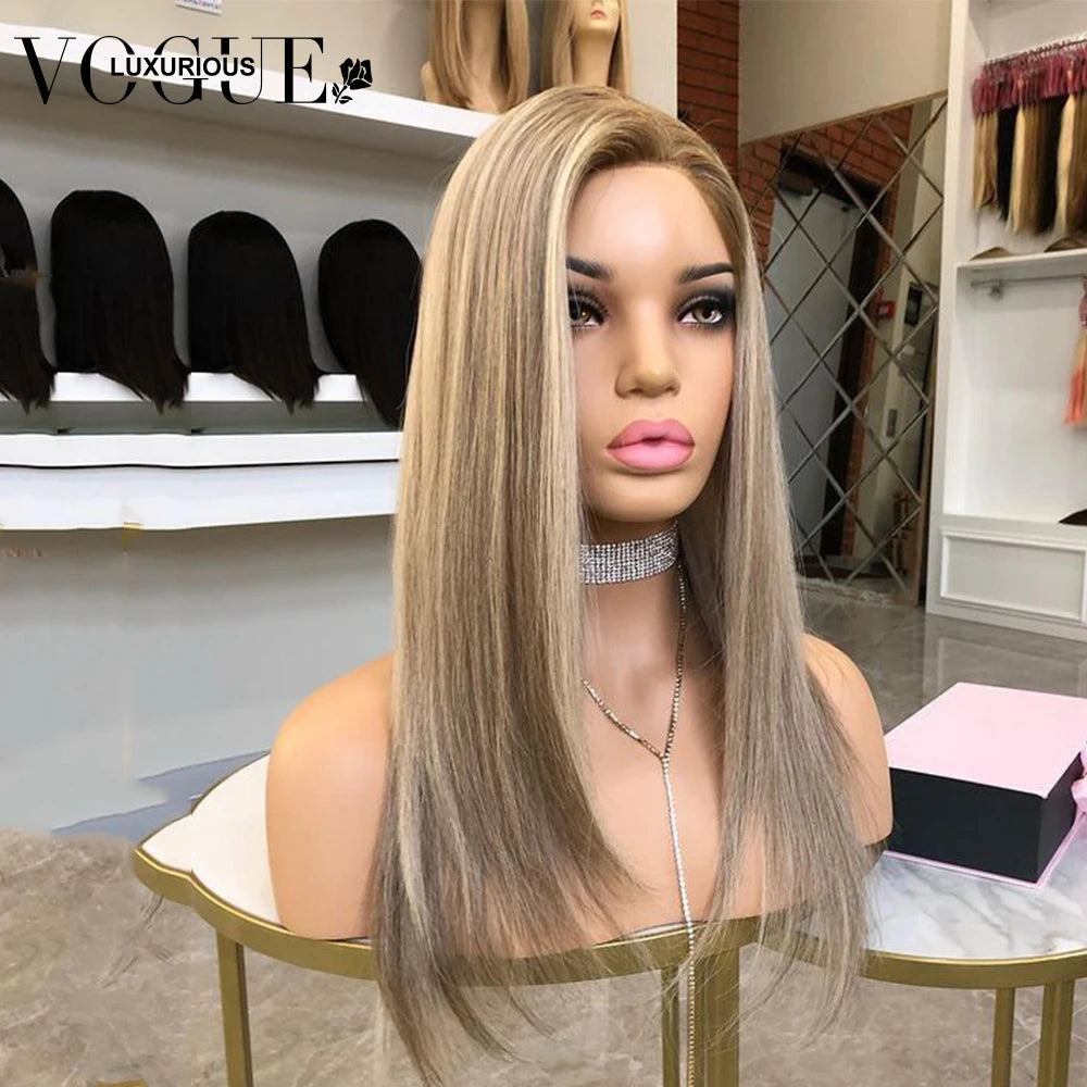 13x4 Transparent Lace Front Straight Human Hair Wigs Brazilian Highlight