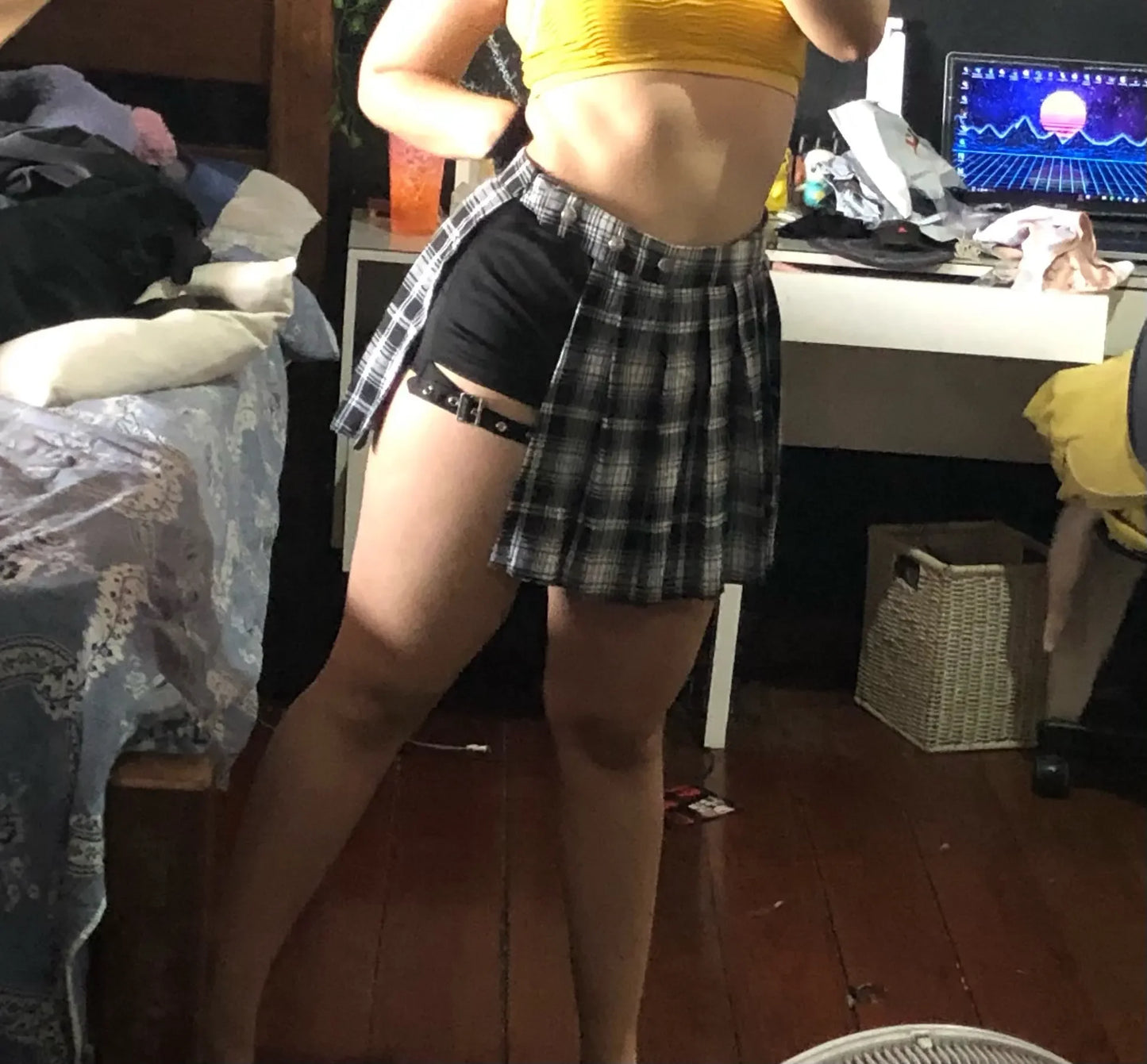Gothic Style Pleated Irregular Mini Skirts