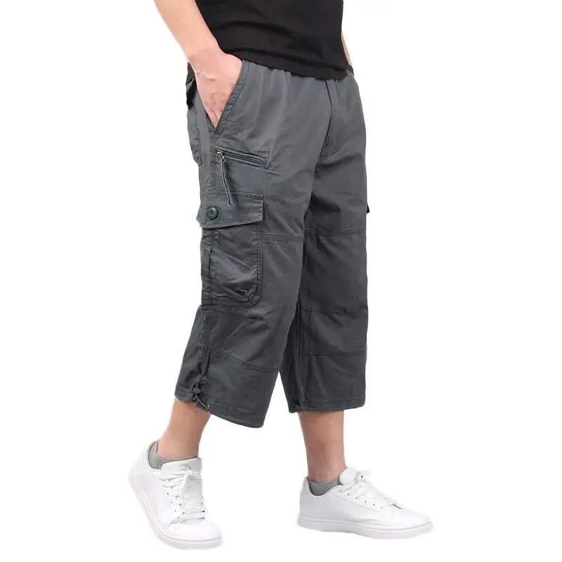 Cargo Shorts Loose Elastic Waist Multi Pockets
