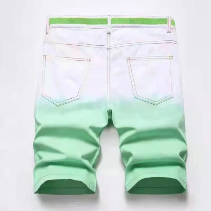 Mens Gradient Colored Bermuda Cotton Casual Shorts