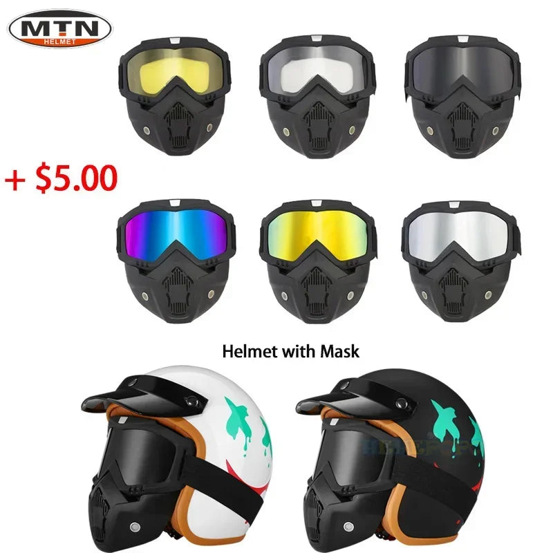 Vintage Motorcycle Helmet DOT Certified Synthetic Leather