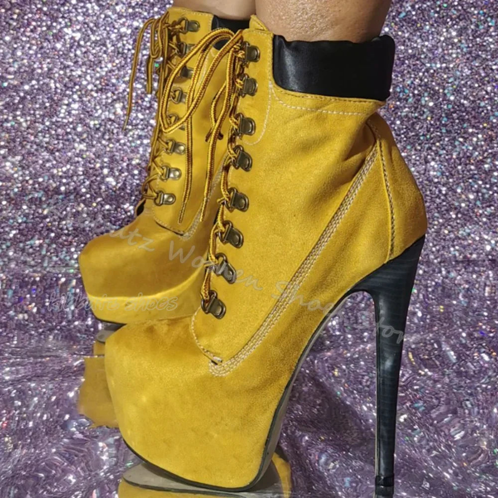 Lace-Up Ankle Boots Platform Luxury Fashion
