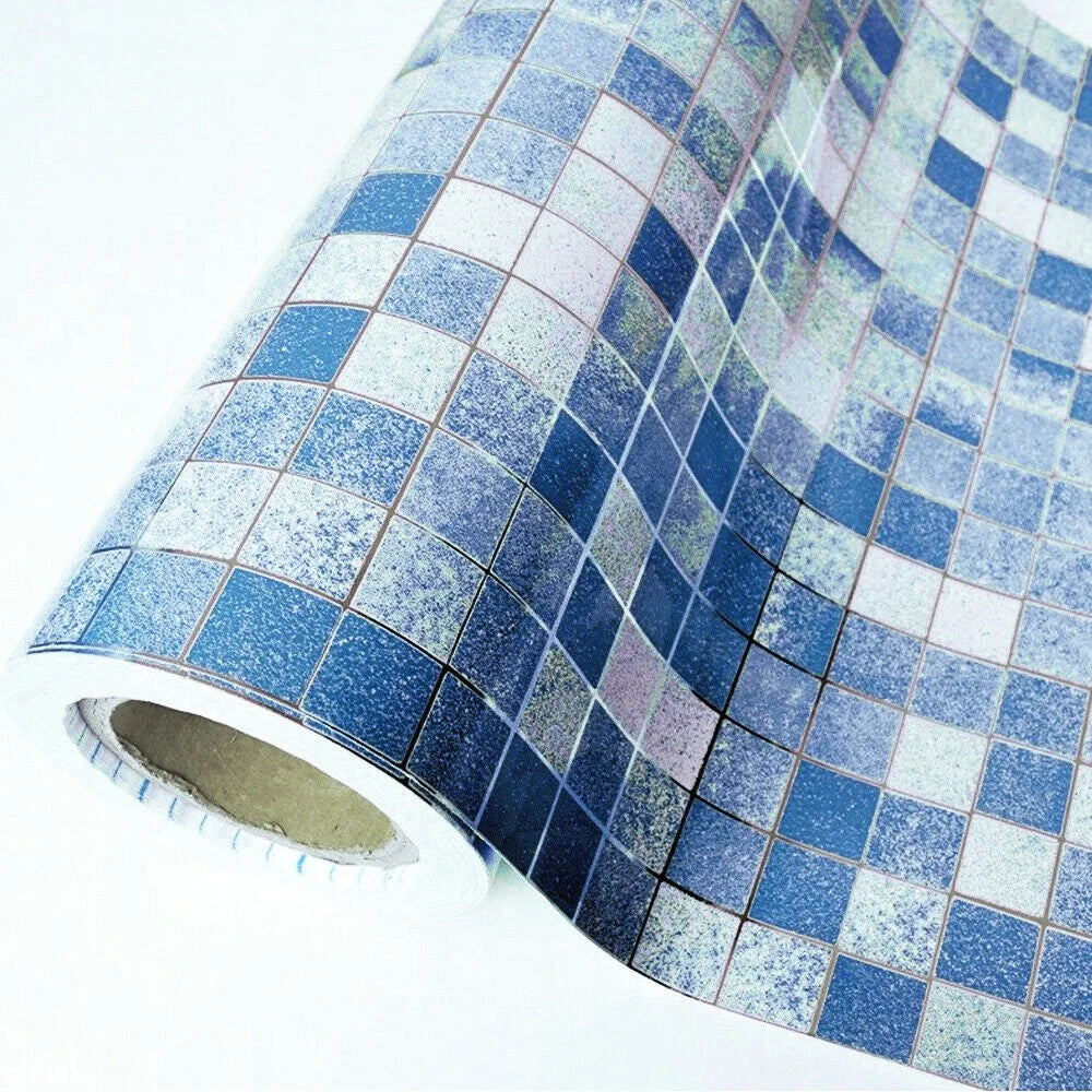 Blue Mosaic Self Adhesive Wallpaper Peel and Stick